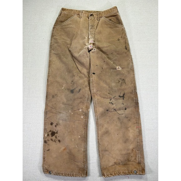 Vintage‎ Carhartt Men's 29 Quilt Lined Canvas Pants Distressed WorkWear Outdoor
